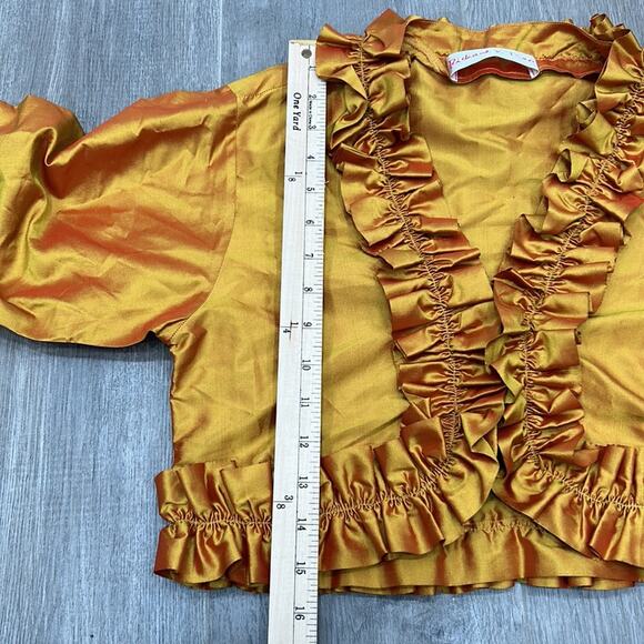 Richard K Tsao Womens Size ? Hand Woven Thai Silk Gold Belaro Ruffle Jacket - Picture 11 of 14